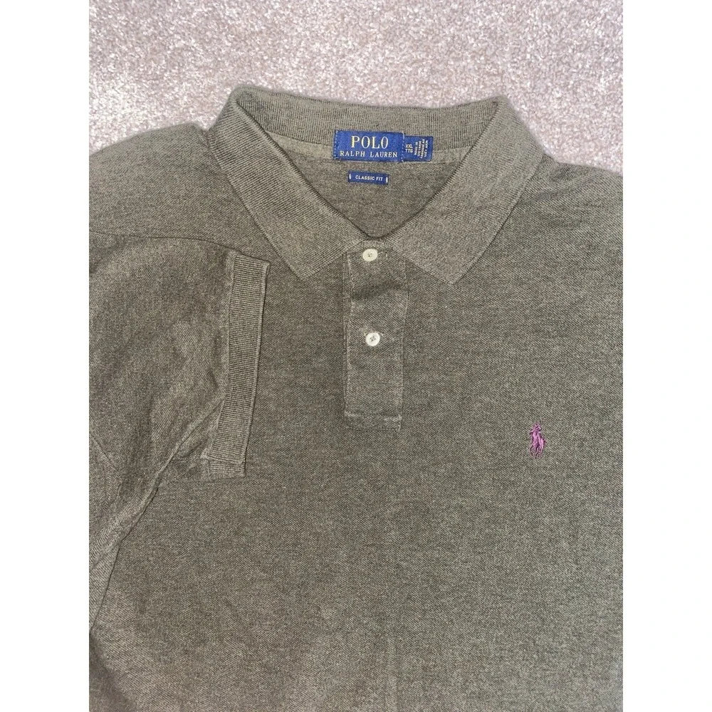 Polo Ralph Lauren Green Polo Shirt Purple‎ Pony Mens XXL Preppy Classic Fit Work